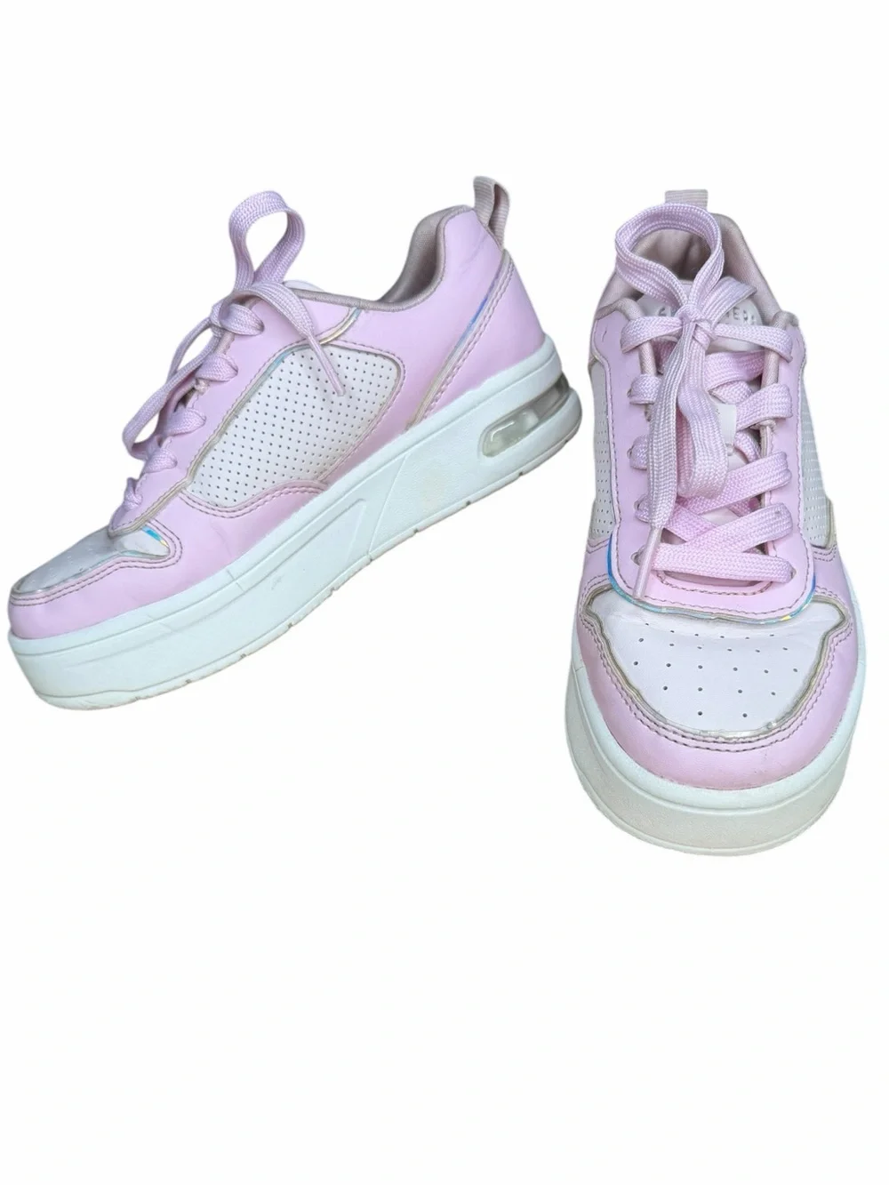 Skechers Street Uno Lite Air Kids Size 1 Pink White Platform Sneakers